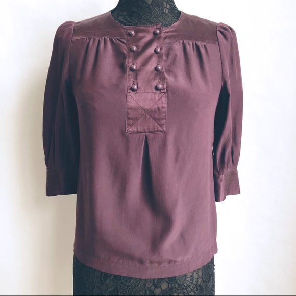 Banana Republic Tops - Banana Republic Plum Purple Silk 3/4 Sleeve Blouse